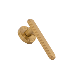 Juego de Manijas Modernas de Latón Macizo para Puerta, Roseta Redonda AB, Latón Mate, Oro Rosa, Oro Mate, Negro Mate, Herrajes de Palanca para Interiores, 140mm - Product Image 3