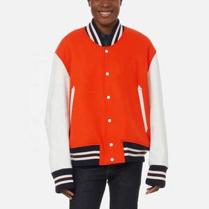 Nouvelle Vente Chaude Hiver Blouson de Baseball Universitaire Style Urbain Coupe-Vent avec Patchs Brodés en Chenille et Manches en Cuir Véritable - Product Image 2