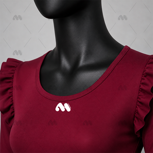 Justaucorps rouge à manches longues et volants pour femme, en Lycra, pour la danse, l'entraînement et la scène (adulte) - Product Image 6