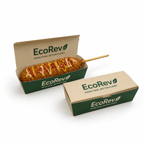 Foldable Biodegradable Eco-Friendly Hotdog Corn Dog Paper <b>Box</b> Custom Takeaway Packaging Tray for Small Business - Product Image 1