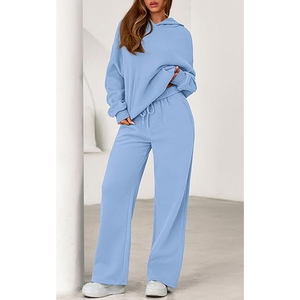 Conjunto de Sudadera con Capucha Casual para Mujer, Pantalones Deportivos Anchos y Sueltos, Traje de 2 Piezas de Felpa Suave - Product Image 5