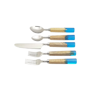 ชุดช้อนส้อมสแตนเลสขายส่งพร้อมด้ามไม้และเรซิ่นสำหรับร้านอาหาร - Product Image 1