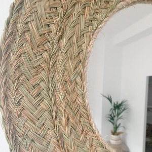 Natural Seagrass Wall <b>Mirror</b> Handmade Round Woven Decorative <b>Mirror</b> Bohemian Coastal Farmhouse Home Decor Accent <b>Mirror</b> - Product Image 3