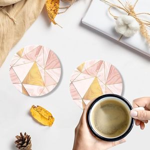 Luxury <b>Marble</b> Pattern Coaster <b>Set</b> with Gold Metal Holder Round Drink Coasters for <b>Coffee</b> <b>Table</b> Dining Home Decor - Product Image 4