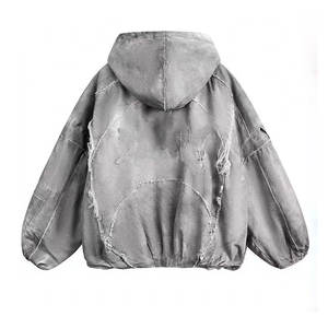 Sweat à capuche épais et lourd 420 GSM en molleton bouclette 100 % coton, coupe oversize, effet délavé vintage, avec fermeture éclair, pour homme, qualité supérieure - Product Image 2