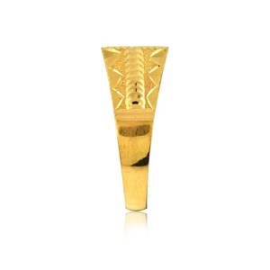 Bague large de luxe dorée avec motif géométrique soleil orné et détails décoratifs texturés - Product Image 2