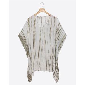 Minivestido Kaftán de Playa Tejido de Viscosa Ecológica con Teñido Anudado Estilo Bohemio, Cuello en V, Mangas Murciélago, Borlas y Transpirable - Product Image 2