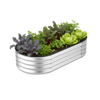 Pot Tanaman Oval dari Logam untuk Kebun Luar Ruangan, Pot Tanaman untuk Sayuran dari Baja Galvanis, Perlengkapan Kebun Minimalis GB016