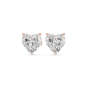 Luxury <b>Fine</b> Jewelry Romantic Heart Cut Solitaire Lab Grown Diamond <b>Stud</b> <b>Earrings</b> Available In 14K White Gold Wholesale Jewelry - Product Image 1