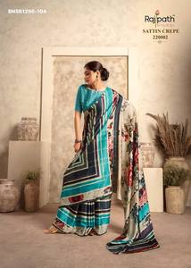New Arrival Crepe Silk with Printed Design <b>Saree</b>-<b>Blouse</b> Set Collection Manufacturer from Surat At Wholesale Rate - Product Image 3