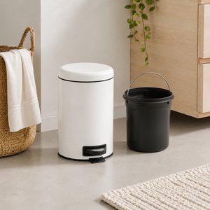 White Pedal <b>Dustbin</b> Bathroom Trash Can With <b>Lid</b> Removable Inner Bucket Modern Home Kitchen Waste Bin - Product Image 3