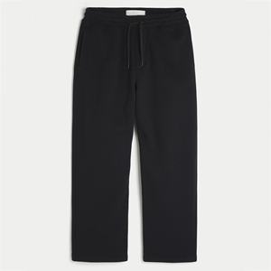 Pantalon de survêtement noir pour homme, taille élastique avec cordon de serrage, décontracté, poches latérales, en coton tricoté mi-lourd, idéal pour l'automne - Product Image 4