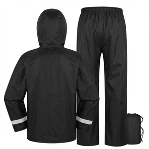 Combinaison de pluie imperméable en gros, 2 pièces (veste et pantalon) avec bandes réfléchissantes, légère et portable, pour adultes - Product Image 4
