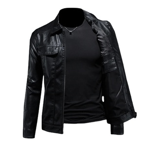 Chaqueta de cuero marrón para hombre de estilo callejero, chaqueta Punk para motocicleta, cuello levantado para adolescentes, tela de lona para Los Hombres - Product Image 1