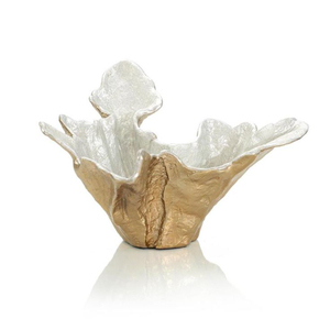 Cuencos de lujo para servir alimentos, de forma irregular, hechos de metal de primera calidad con acabado plateado en el interior y chapado en oro en el exterior. - Product Image 1