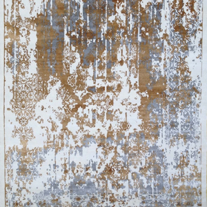 Tapis abstrait en laine et viscose tissé à la main, motif vieilli, revêtement de sol pour intérieurs contemporains - Product Image 3