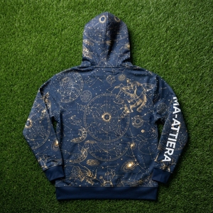 Sudadera con Capucha Azul Marino para Hombre con Estampado Gráfico Celestial Dorado, Sudadera Personalizada de Estilo Urbano - Product Image 5