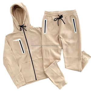 Wholesale custom logo 85%cotton 15%<b>polyester</b> <b>hoodies</b> men tracksuit track sweat suit two 2 piece jogger set for me - Product Image 1