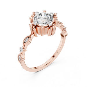 แหวนเพชรทรงกลมทองคำ 14K สำหรับผู้หญิง |   ชุดลำลองสำหรับใส่ทุกวัน |   เพชรที่เพิ่งเพาะเลี้ยง - Product Image 6