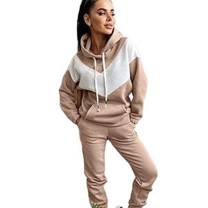 Ensemble de survêtements personnalisés avec logo, pantalon et sweat à capuche pour femme, survêtement de haute qualité, prix de gros - Product Image 1