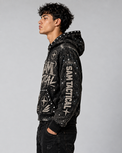 Sweat à capuche zippé oversize pour homme SAM TACTICAL, design imprimé streetwear, noir, polyester tricoté, vêtements d'automne, prix de gros - Product Image 6