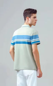 เสื้อโปโลแขนสั้นผู้ชายดีไซน์ใหม่ประจำฤดูร้อนปี 2026 ผ้าฝ้าย 100% ป้องกันการเป็นขุย ลายทาง สไตล์ลำลอง ทรงเข้ารูป ผลิตโดย Numica Sports - Product Image 5