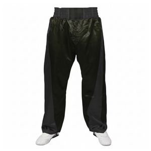 Pantalon de grappling noir satiné pour entraînement MMA, pantalon de kickboxing, équipement d'arts martiaux, couleur unie, pantalon professionnel de grappling - Product Image 1