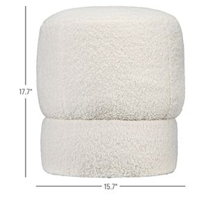 Pouf Rotondo in Tessuto Teddy Fleece Bianco con Struttura in Acciaio per Casa, Ufficio o Ingresso - Product Image 3