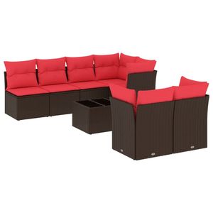 Set di Divani da Esterno in Polyrattan Marrone Moderno con Cuscini, Arredamento per 8 Persone - Product Image 4