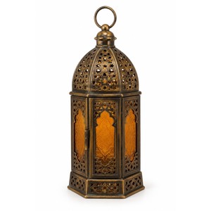 Lanterne marocaine en laiton oxydé à découpe étoilée - Vente en gros - Éclairage décoratif artisanal - Product Image 1
