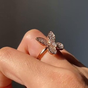 แหวนเพชรทรงมาร์คีส์และทรงกลม 1.01 กะรัต ผลิตในห้องปฏิบัติการ ดีไซน์รูปผีเสื้อ สำหรับผู้หญิง ทองคำแท้ 14K รูปทรงแปลกตา ของขวัญสำหรับคนรักในโอกาสพิเศษ - Product Image 3