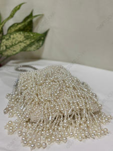 Mini Bolso de Mano Tipo Clutch con Perlas de Imitación y Cadena de Cuentas en Capas, para Eventos Nocturnos y Bodas, Estilo Elegante para Mujer - Product Image 2