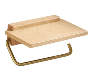 Porte-rouleau de papier toilette de luxe écologique en bois, design rectangulaire traditionnel de haute qualité, à fixer au mur, pour la salle de bain à domicile - Product Image 5