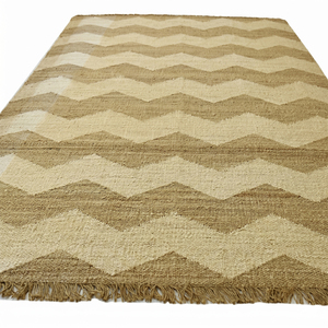 Tapis DECORDEC en laine beige naturelle, à motif floral, tissage plat, antidérapant, écologique, motif neutre, pour salon, hôtel - Product Image 5