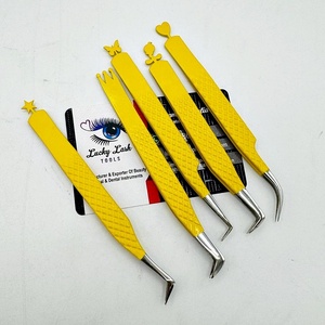 Lucky Lash Tools แหนบขนตาปลอมแบบมืออาชีพทำจากสเตนเลสสตีลที่มีความแม่นยำรูปทรงแตกต่างกันด้ามจับเพชร - Product Image 4