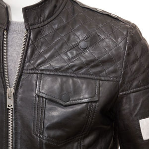 Chaqueta de Lona y Cuero para Hombre, Estilo Urbano, Impermeable, Transpirable, Ecológica, Resistente al Viento, Diseño Casual y Elegante con Logotipo Frontal - Product Image 3