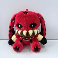 Peluche Lapin Clown Gothique Rouge et Noir à Longues Oreilles, Moelleuse, Boîte Mystère, Décoration, Cadeau - Meilleure Vente