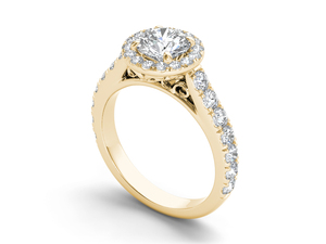 Anillo Solitario Cosely con Halo Redondo, Diamante Cultivado en Laboratorio de 1 Quilate, Oro Sólido de 14K, Corte Brillante Redondo VS VVS EF, para Uso Diario y Bodas - Product Image 3