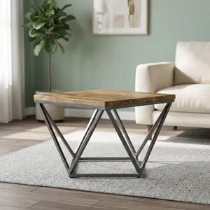 Best Quality Classy Home Furniture Wood <b>Coffee</b> <b>Table</b> Modern Square Design Metal <b>Legs</b> Living Room Furniture Wholesale Price - Product Image 1