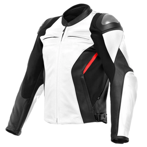 เสื้อแจ็คเก็ตมอเตอร์ไซค์หนังสีดำขาว FAZMAX แขนยาว ป้องกันลม กันรังสียูวี ระบายอากาศได้ดี สำหรับทุกเพศทุกวัย ไซส์พลัส - Product Image 1