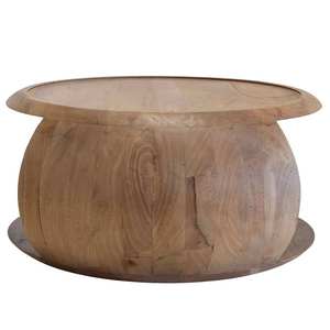 Table basse artisanale avec plateau en marbre blanc naturel et structure en bois de manguier extensible de haute qualité pour une pièce moderne - Product Image 6