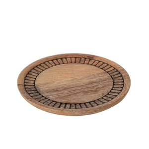Dernier prix de gros : Lot de 2 assiettes de présentation en bois d'acacia avec rebord rainuré, rondes rustiques, pour dîner - Product Image 1