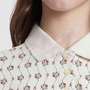 Camisa Polo Floral para Mujer al por Mayor, Manga Corta, Beige, Estampada, Tela Oxford, Casual, Transpirable, 100% Algodón - Product Image 5