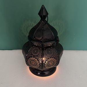 Artisan Design Moroccan Iron Etched <b>Lantern</b> with <b>Black</b> Finish for Home Decoration - Product Image 5