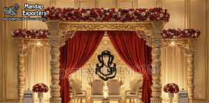 ศาลาแต่งงานไม้สไตล์พระราชวังหรูหรา ขายส่ง ศาลาฮินดูแกะสลักลายพระพิฆเนศแบบราชวงศ์ ศาลาพิธีแต่งงานสีงาช้างแบบมหาราชา สหรัฐอเมริกา - Product Image 6