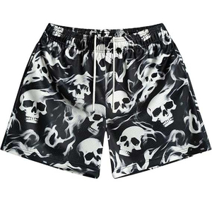 Shorts de Playa para Hombre, Estampado de Estrellas Blancas y Negras, Secado Rápido, Cintura con Cordón, Estilo Casual - Product Image 6