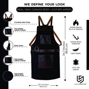 Delantal de Trabajo de Lona Encerada Resistente al Agua con Cremallera, Diseño Cruzado Ajustable para Chef, Barbero, Carpintero, Herramientas de Taller LCA-0052 - Product Image 2