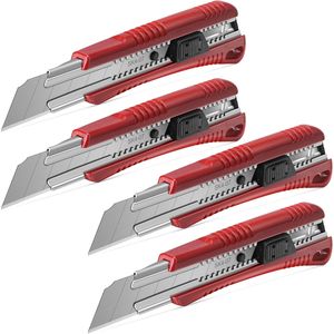 Cuchillo Multiusos Retráctil de Alta Resistencia de 25 mm con Bloqueo Automático, 4 Piezas, 2 Cuchillas de Repuesto Afiladas - Product Image 1