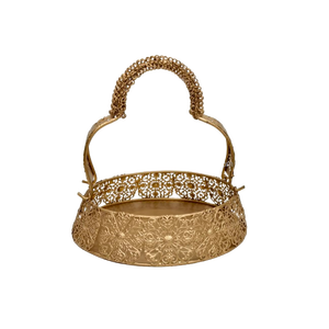 ถาดเสิร์ฟคริสต์มาสสีทองทรงกลมถาดเสิร์ฟหรูหราโลหะสีทองและสีเงินสำหรับตกแต่งบ้านโรงแรม - Product Image 5