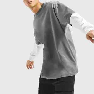 Camiseta de manga larga oversize con estampado DTG de doble capa, efecto desgastado por el sol, estilo streetwear. - Product Image 2